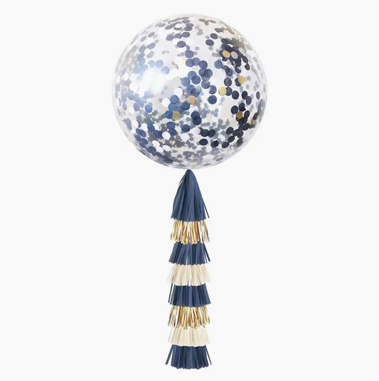 Navy & Gold Jumbo Balloon & Tassel Tail