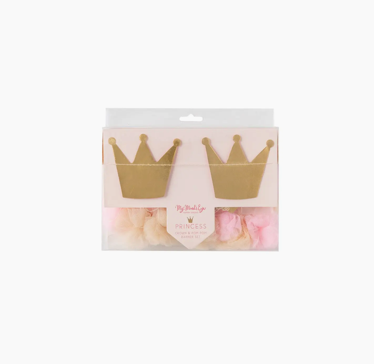 Princess Crowns and Pom Pom Tulle Banner