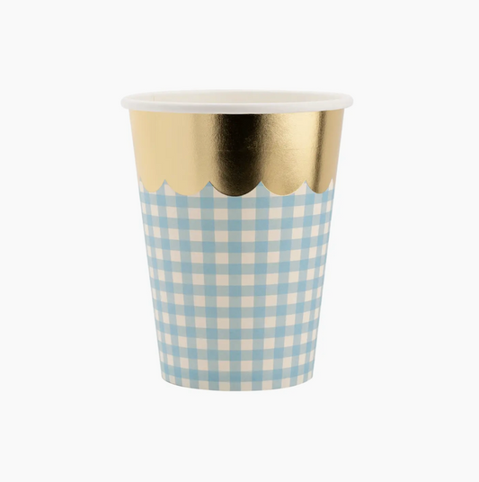 Gingham Cups with Gold Scallop