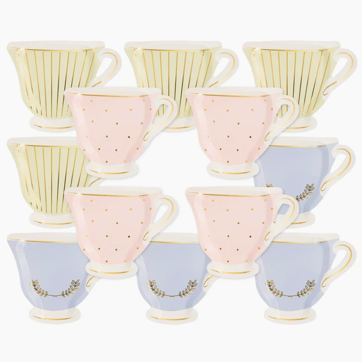 Tea Party Cup Shaped Paper Plate Set - 3 Colors