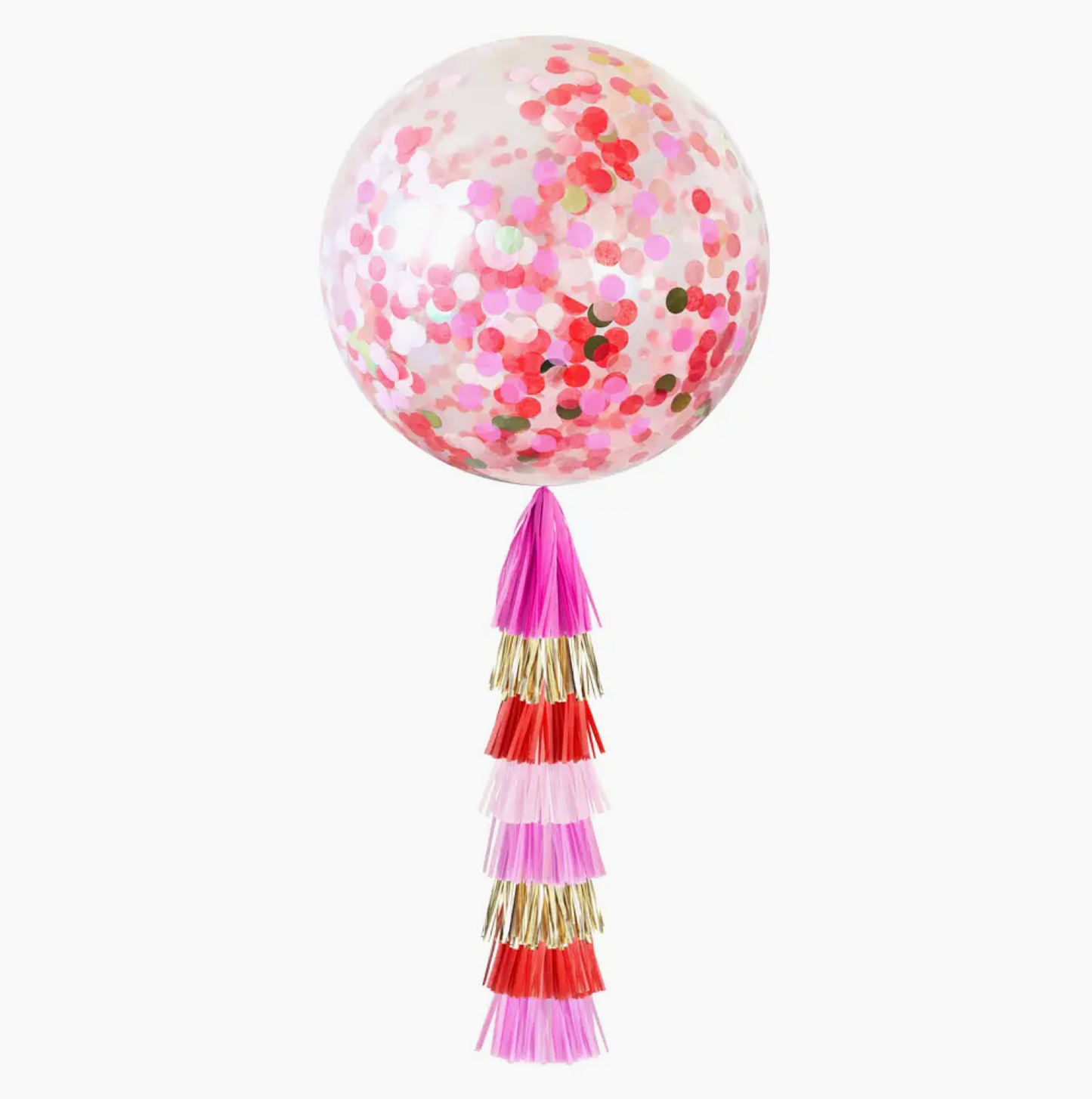 Pink & Red Confetti Jumbo Balloon & Tassel Tail