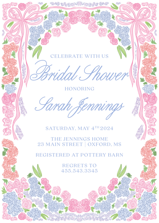 Blue and Pink Floral Bridal Shower