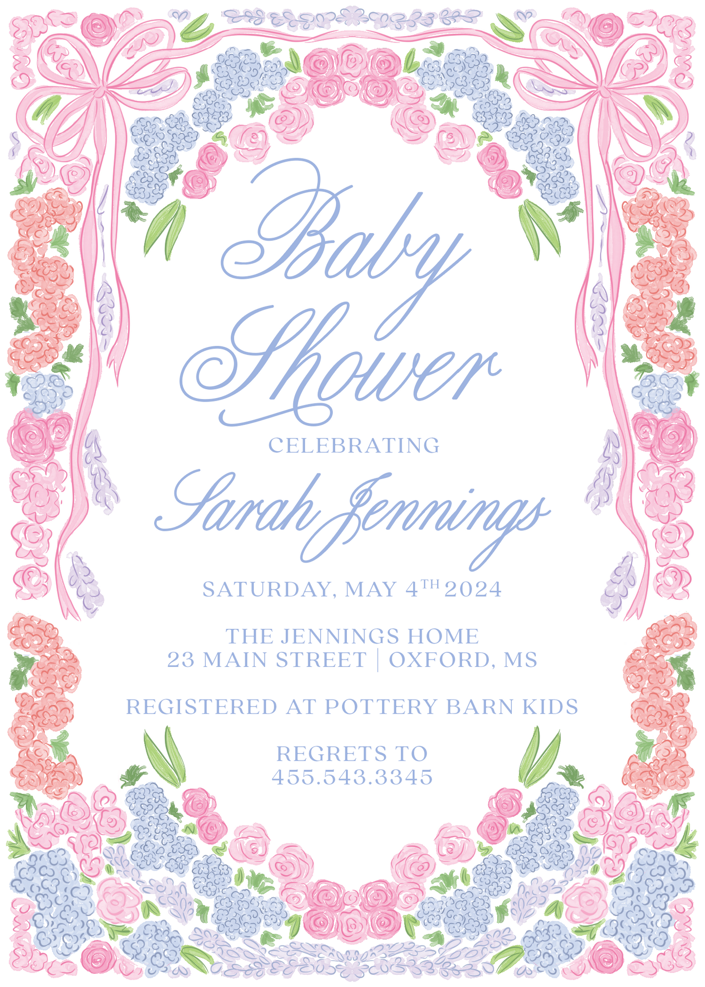 Blue and Pink Floral Baby Shower