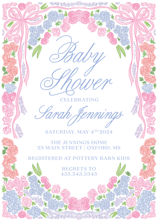 Blue and Pink Floral Baby Shower